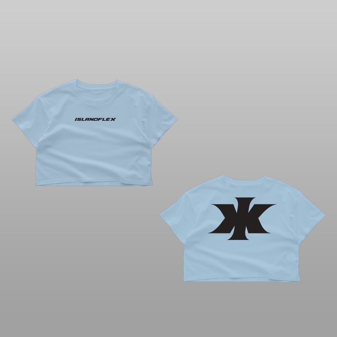 Classic Womens Crop Top Black on Blue
