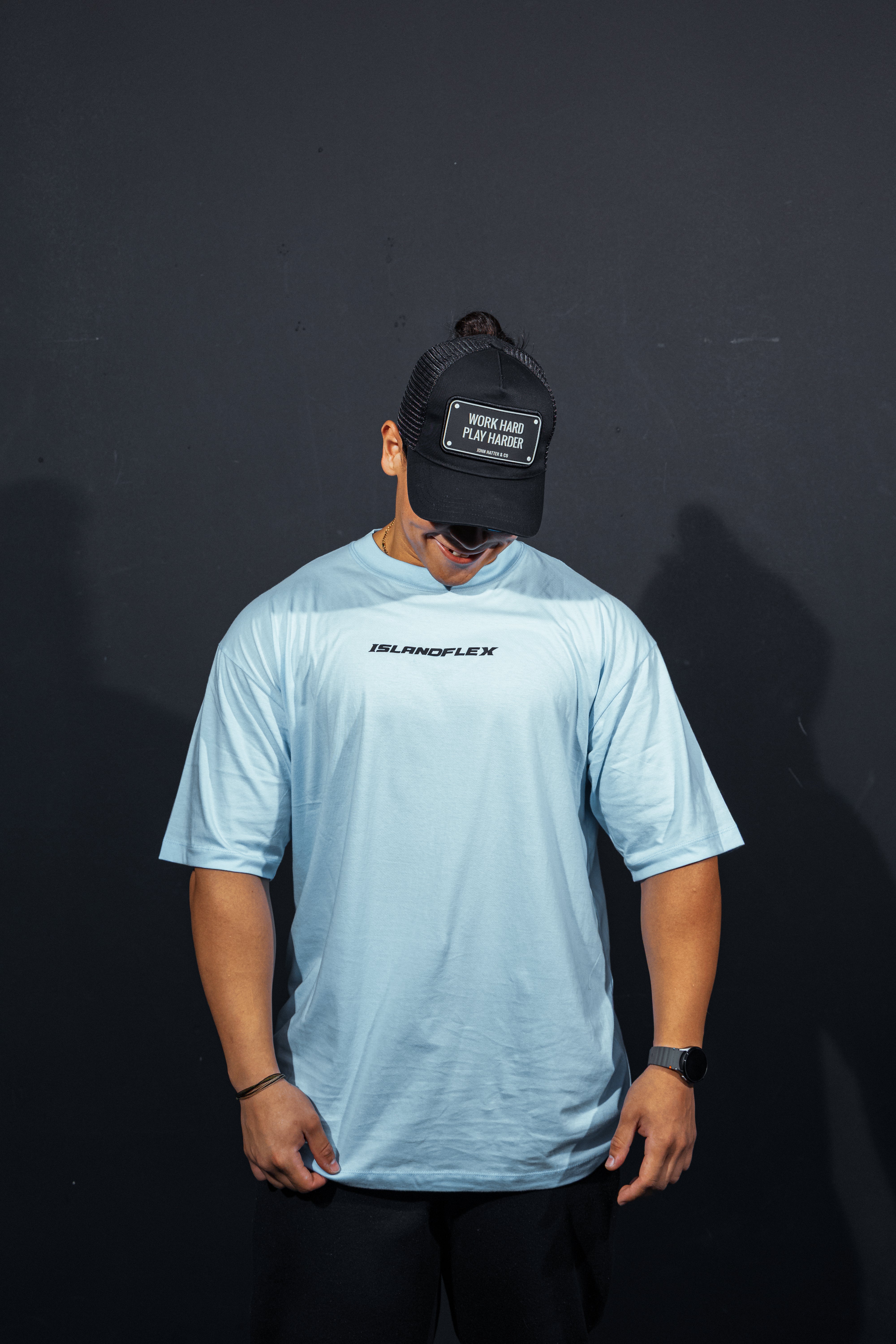 Oversized Men's Black on Blue
